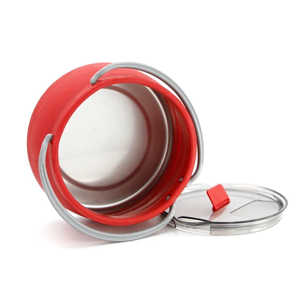 1L Outdoor Travel Camping Portable Heating Food Pot Lightweight Silicone Folding Kettle with Handle Camping Essentials