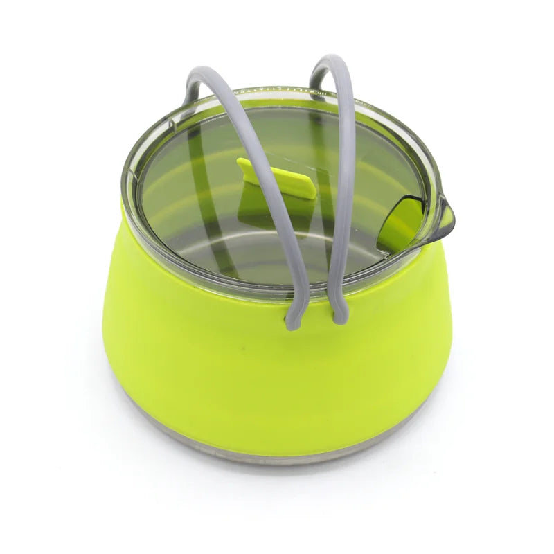 1L Outdoor Travel Camping Portable Heating Food Pot Lightweight Silicone Folding Kettle with Handle Camping Essentials