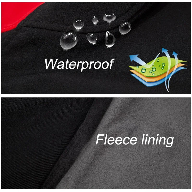 Hiking Suit Men Waterproof Warm Softshell Jacket And Pants Outdoor Trekking Camping Hooded Fleece Jacket Windproof Ski Trousers