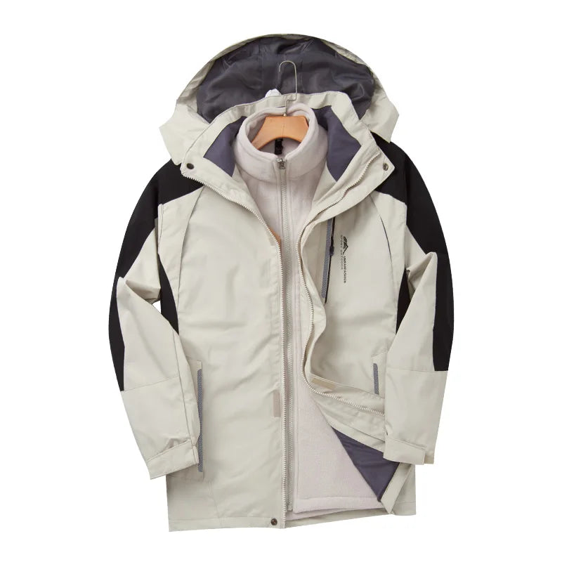 Hiking Jacket 3 in 1 Windbreaker Outwear Runing Two-pieces Sets Jacket Fishing Coats Men's Womens Water-proof Windproof Parkas